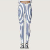 Blaugraue und weiße Streifen Leggings (Vorderseite)