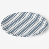 Blaugraue und weiße Streifen Pappteller (Schrägansicht)