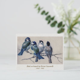 Blaugraue Vögel auf einem Zweig von Hector Giacome Postkarte