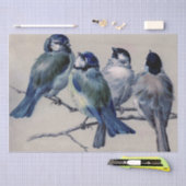 Blaugraue Vögel auf einem Zweig von Hector Giacome Seidenpapier (Handwerk)