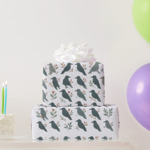 Blaugraue Vögel Botanisches Waldverpackungspapier Geschenkpapier