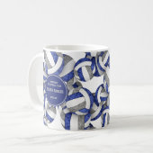 Blaugraue Volleyball-Mannschaftsfarben Coachname Kaffeetasse (Vorderseite Links)