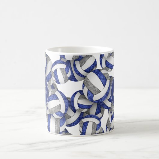 Blaugraue Volleyball-Mannschaftsfarben Coachname Kaffeetasse (Mittel)