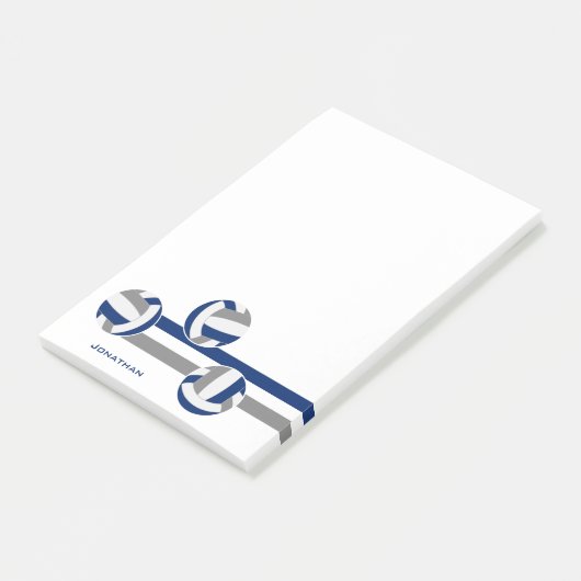 Blaugraue Volleyball Streifen individuelle Name Post-it Klebezettel (angewinkelt)