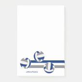 Blaugraue Volleyball Streifen individuelle Name Post-it Klebezettel (Vorderseite)