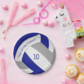 Blaugraue Volleyballmädchen Jungen Sportgeburt Pappteller (Party)