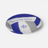 Blaugraue Volleyballmädchen Jungen Sportgeburt Pappteller (Schrägansicht)