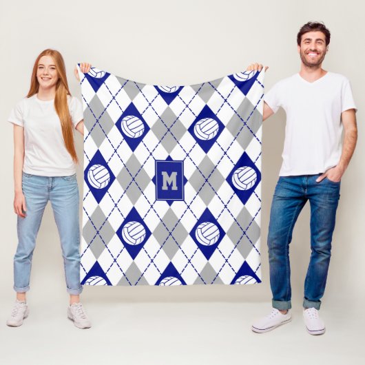 Blaugraue Volleyballmannschaft - Raute Fleecedecke (Beispiel)