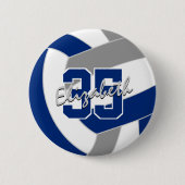 Blaugraue Volleyballmannschaftsfarben Button (Vorderseite)