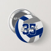 Blaugraue Volleyballmannschaftsfarben Button (Vorne & Hinten)