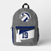 Blaugraue Volleyballmannschaftsfarben Teamname Bedruckter Rucksack (Vorderseite)