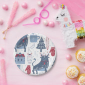 Blaugraue Weihnachtselemente Muster Pappteller (Party)