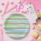 Blaugraue, weiße Aquarellstreifen Pappteller (Party)