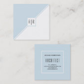 Blaugraue, weiße Dreiecke und Monogramm modern Quadratische Visitenkarte (Vorne/Hinten)