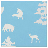 Blaugraue Winterwaldtiere Hirschbär Stoff (Nahaufnahme)