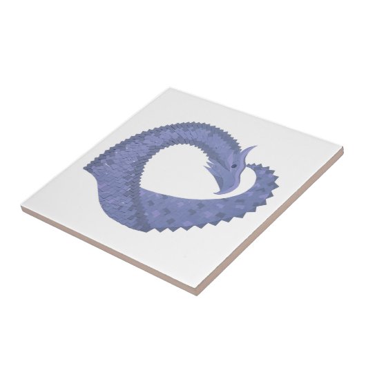 Blaugrauer Drache auf weiß Fliese (Seite)