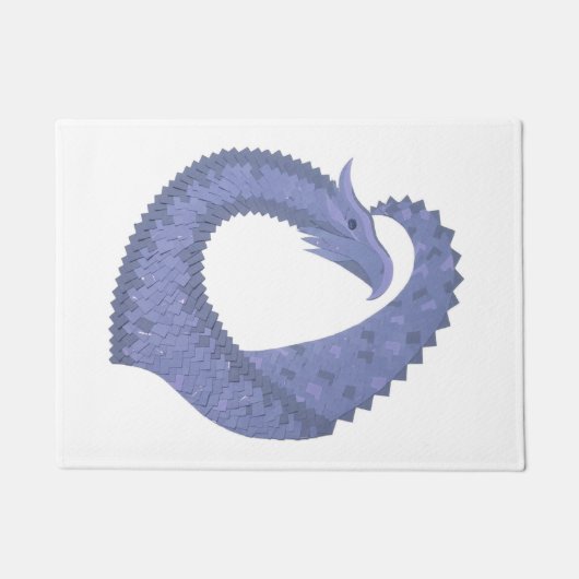 Blaugrauer Drache auf weiß Fußmatte (Vorderseite)
