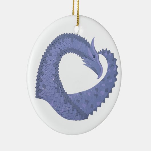 Blaugrauer Drache auf weiß Keramikornament (Rechts)