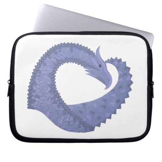 Blaugrauer Drache auf weiß Laptopschutzhülle (Vorderseite)