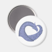 Blaugrauer Drache auf weiß Magnet (Vorderseite/Rückseite)