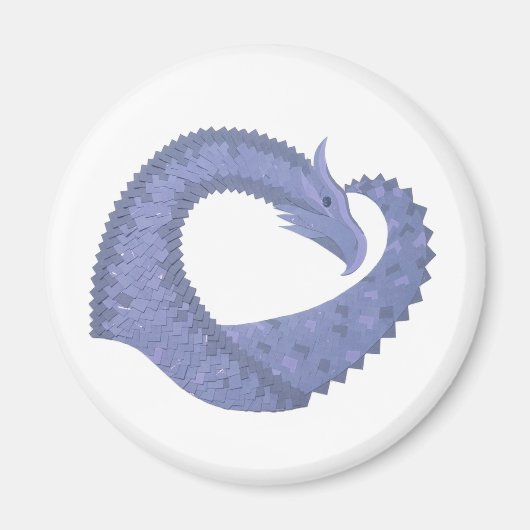 Blaugrauer Drache auf weiß Magnet (Vorne)