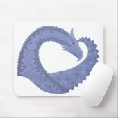 Blaugrauer Drache auf weiß Mousepad (Mit Mouse)