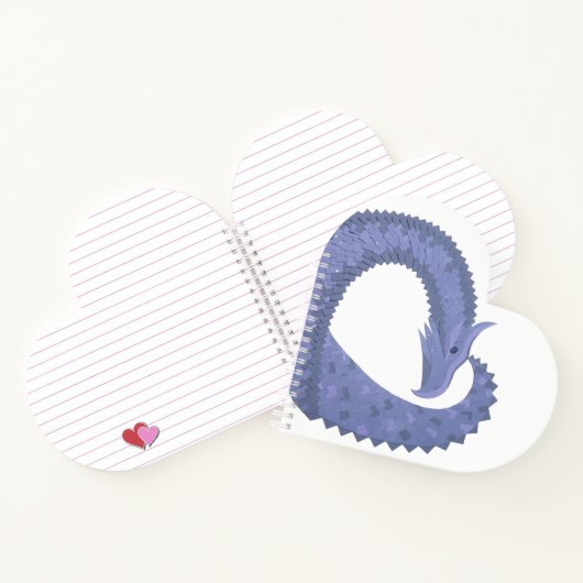 Blaugrauer Drache auf weiß Notizblock (Innenseite)