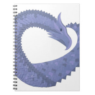 Blaugrauer Drache auf weiß Notizblock