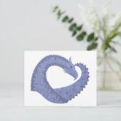 Blaugrauer Drache auf weiß Postkarte (Stehend Vorderseite)