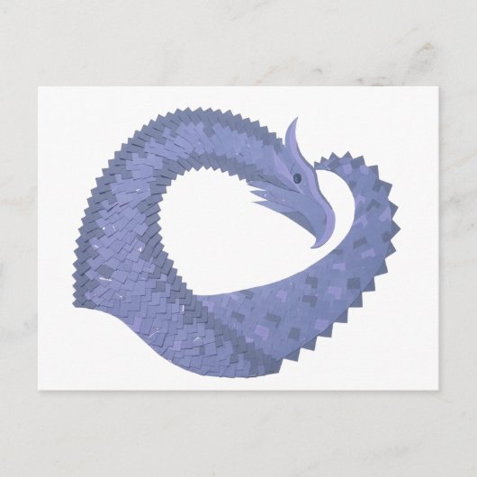 Blaugrauer Drache auf weiß Postkarte (Vorderseite)