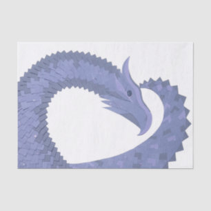 Blaugrauer Drache auf weiß Seidenpapier