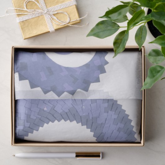 Blaugrauer Drache auf weiß Seidenpapier (Geschenk)