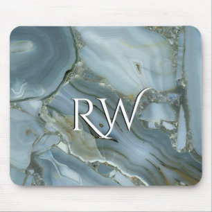Blaugrauer Marmor mit Goldader Anfangsbuchstabe Mousepad