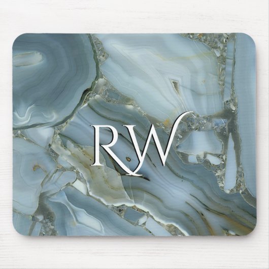 Blaugrauer Marmor mit Goldader Anfangsbuchstabe Mousepad (Vorne)