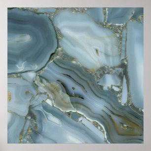 Blaugrauer Marmor mit Goldader Poster