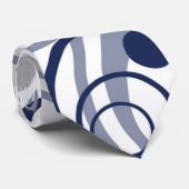 Blaugraues Abstraktes Circles-Muster Krawatte (Gerollt)