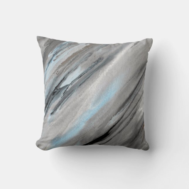 Blaugraues Abstraktes Kissen (Vorderseite)