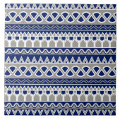 Blaugraues Aztec-Fliesenmuster Fliese (Vorderseite)