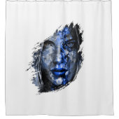Blaugraues Bad Girl-Gesicht Duschvorhang (Vorderseite)