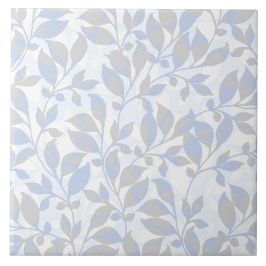 Blaugraues Blattmuster Fliese (Vorderseite)