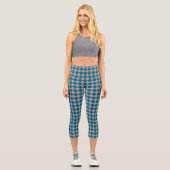 Blaugraues Diamantmuster mit Karos Capri Leggings (Vorderseite)