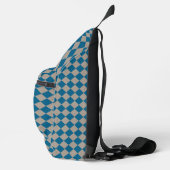 Blaugraues Diamantmuster mit Karos Crossbody Bag (Rechts)