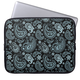 Blaugraues elegantes Retro-Paisleymuster-Design Laptopschutzhülle
