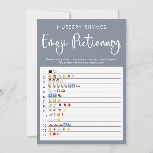 Blaugraues Emoji-Piktionshygienspiel Einladung (Vorderseite)