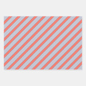 Blaugraues Fünf-Streifen-Muster mit lebender Koral Geschenkpapier Set (Vorderseite 2)
