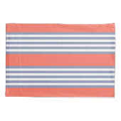 Blaugraues Fünf-Streifen-Muster mit lebender Koral Kissenbezug (Rückseite)