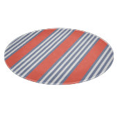 Blaugraues Fünf-Streifen-Muster mit lebender Koral Schneidebrett (Ecke)