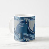 Blaugraues geometrisches Abstraktes Muster Kaffeetasse (Vorderseite Links)
