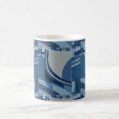 Blaugraues geometrisches Abstraktes Muster Kaffeetasse (Mittel)