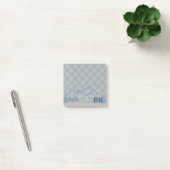 Blaugraues Karomuster Rustikale Berge Monogramm Post-it Klebezettel (Büro)